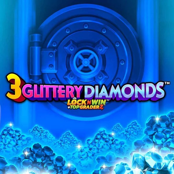 3 Glittery Diamonds slot logo by PearFiction Studios at Vulkan Vegas Casino