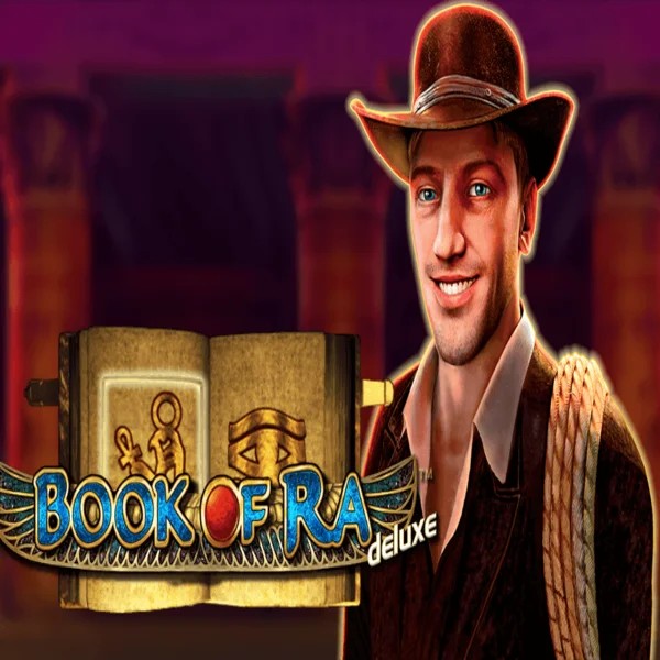 Book of Ra Deluxe casino game by Novomatic – featured logo at Vulkan Vegas Casino